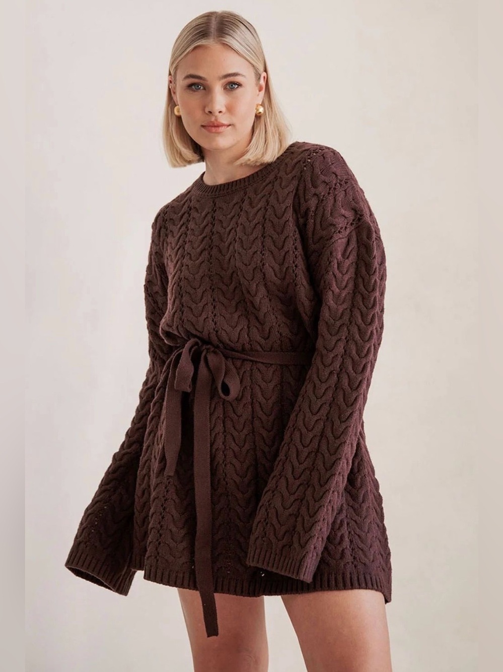 Sabo Women’s Brown Sophie Mini Sweater Dress Size XL NWT No Belt